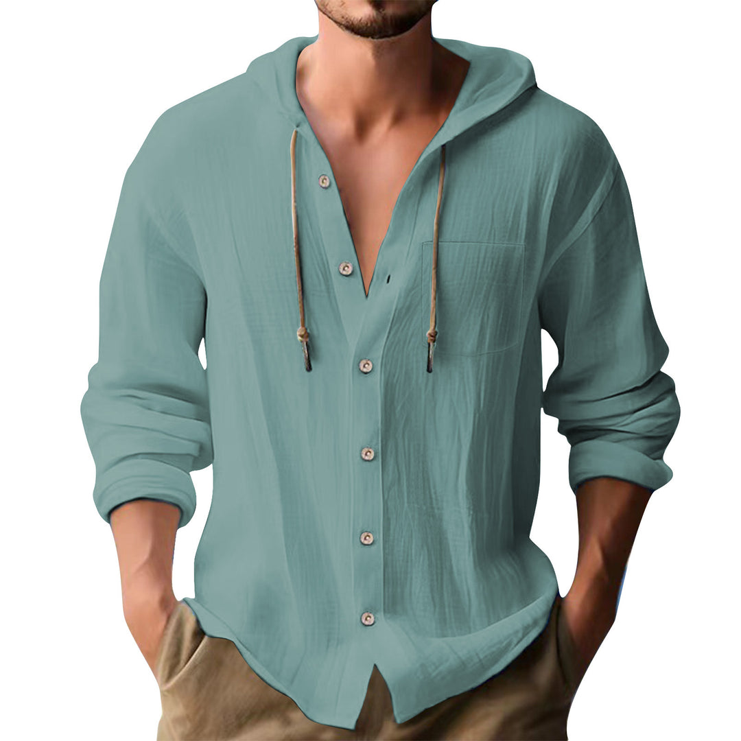 Herren lässiges Kapuzenshirt mit Knopfleiste und praktischen Taschen Echoarchiv