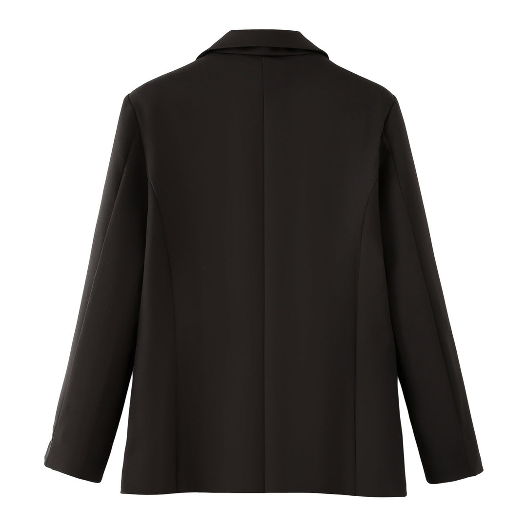 Damen einreihiger Blazer mit Reverskragen, Kontraststeppungen und aufgesetzten Taschen – Valéne