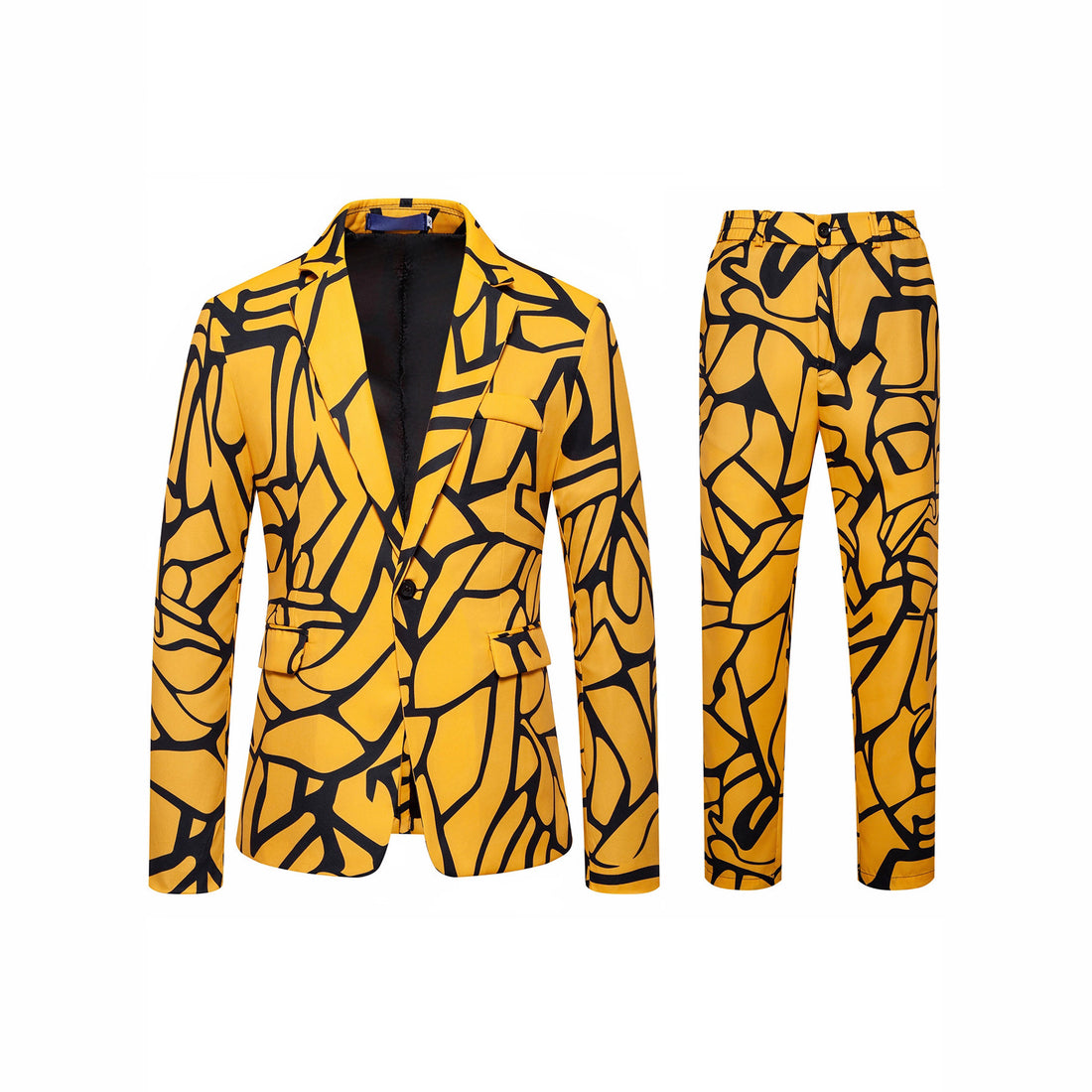Herren Zweiteiliges Satin-Anzugsset mit grafischem Allover‑Print und schmaler Silhouette Echo Archiv