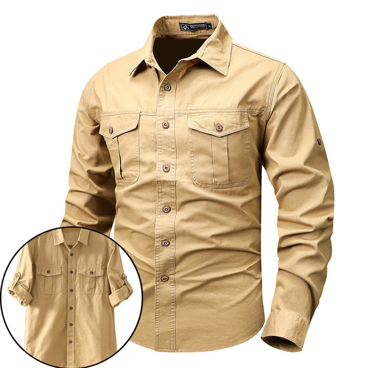 Herren nan robustes Baumwoll-Twill Hemd mit doppelten Brustklappentaschen und Rollärmelsystem Echo Archiv