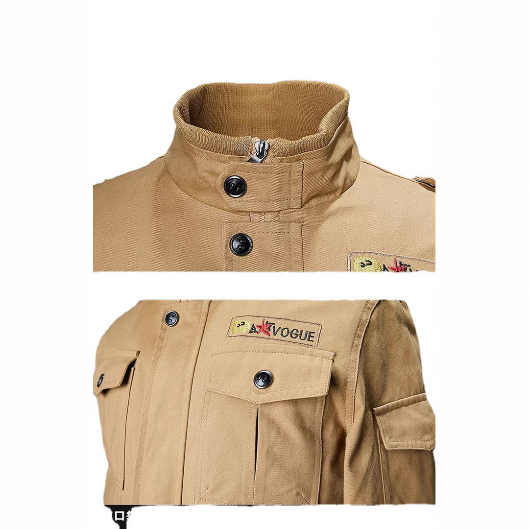 Herren nan militärische Fieldjacke mit Mehrfach-Taschen, Schulterklappen und Rippbündchen Echo Archiv