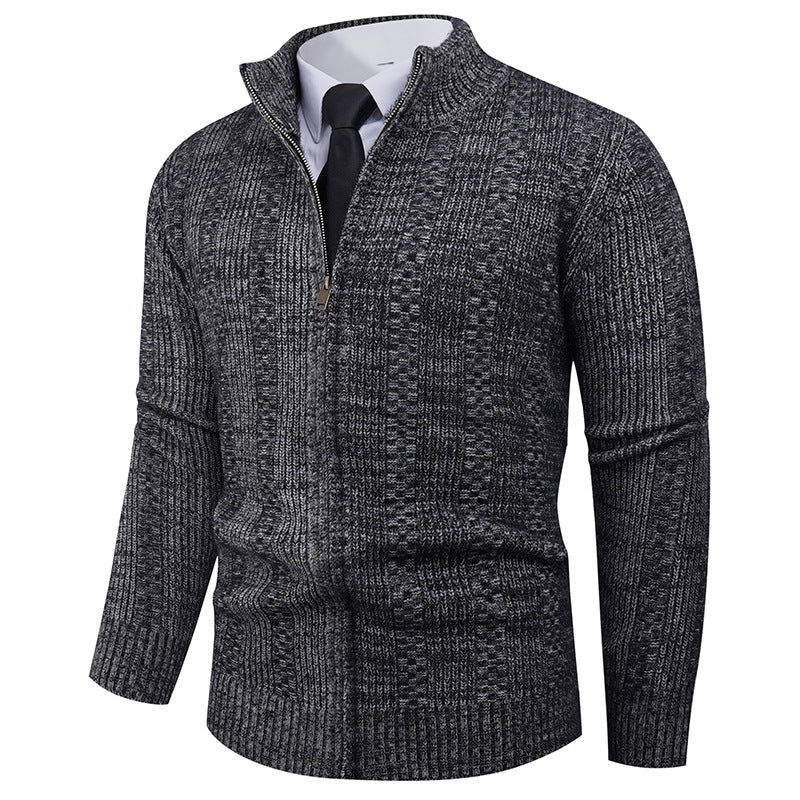 Herren Strickpullover mit Stehkragen und durchgehendem Reißverschluss Echoarchiv