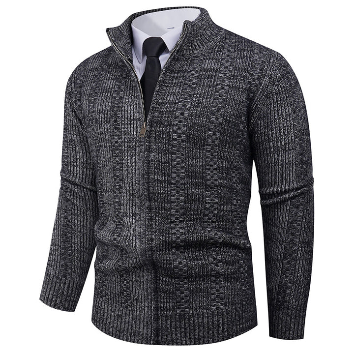 Herren Strickpullover mit Stehkragen und durchgehendem Reißverschluss Echoarchiv
