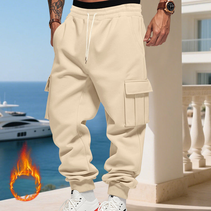 Herren nan thermogefütterte Cargo-Jogginghose mit elastischem Tunnelzug, großen Klappentaschen und gerippten Beinabschlüssen Echo Archiv