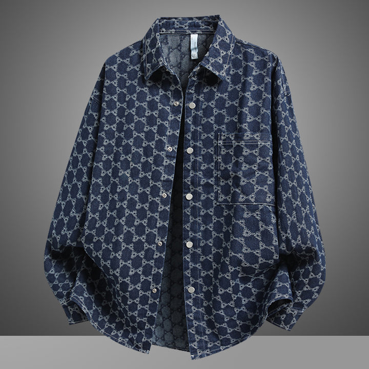 Herren lässige Hemdbluse aus Denim mit einzigartigem Muster Echoarchiv