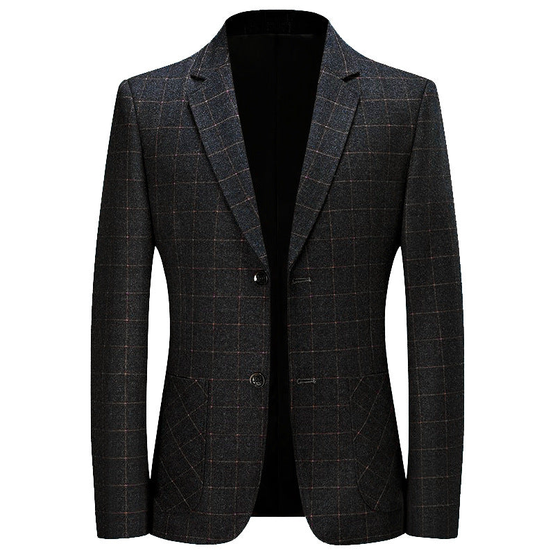 Herren Kariertes Slim-Fit Sakko aus Wollmischung – Tianoro