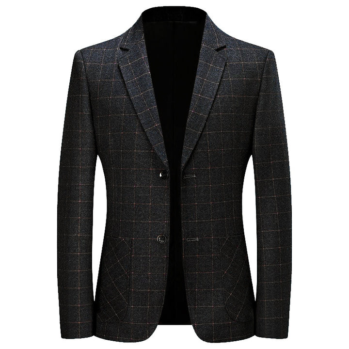 Herren Kariertes Slim-Fit Sakko aus Wollmischung – Tianoro