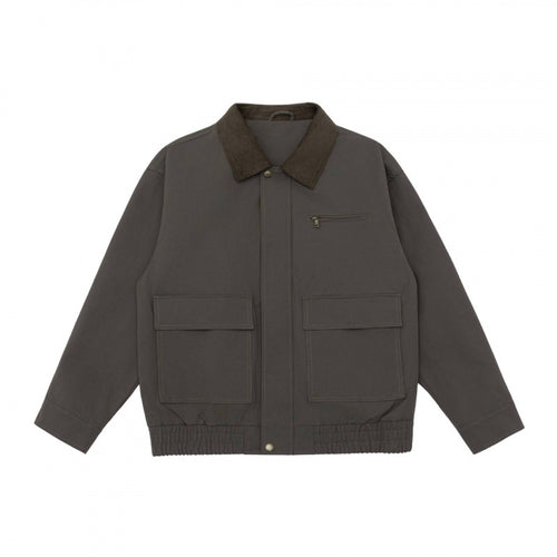 Unisex Kastenförmige Utility-Jacke mit Cordkragen, aufgesetzten Pattentaschen und elastischem Saum Echo Archiv