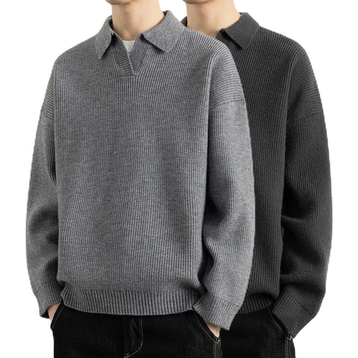 Herren Modischer Grobstrickpullover mit Kragen Echo Archiv