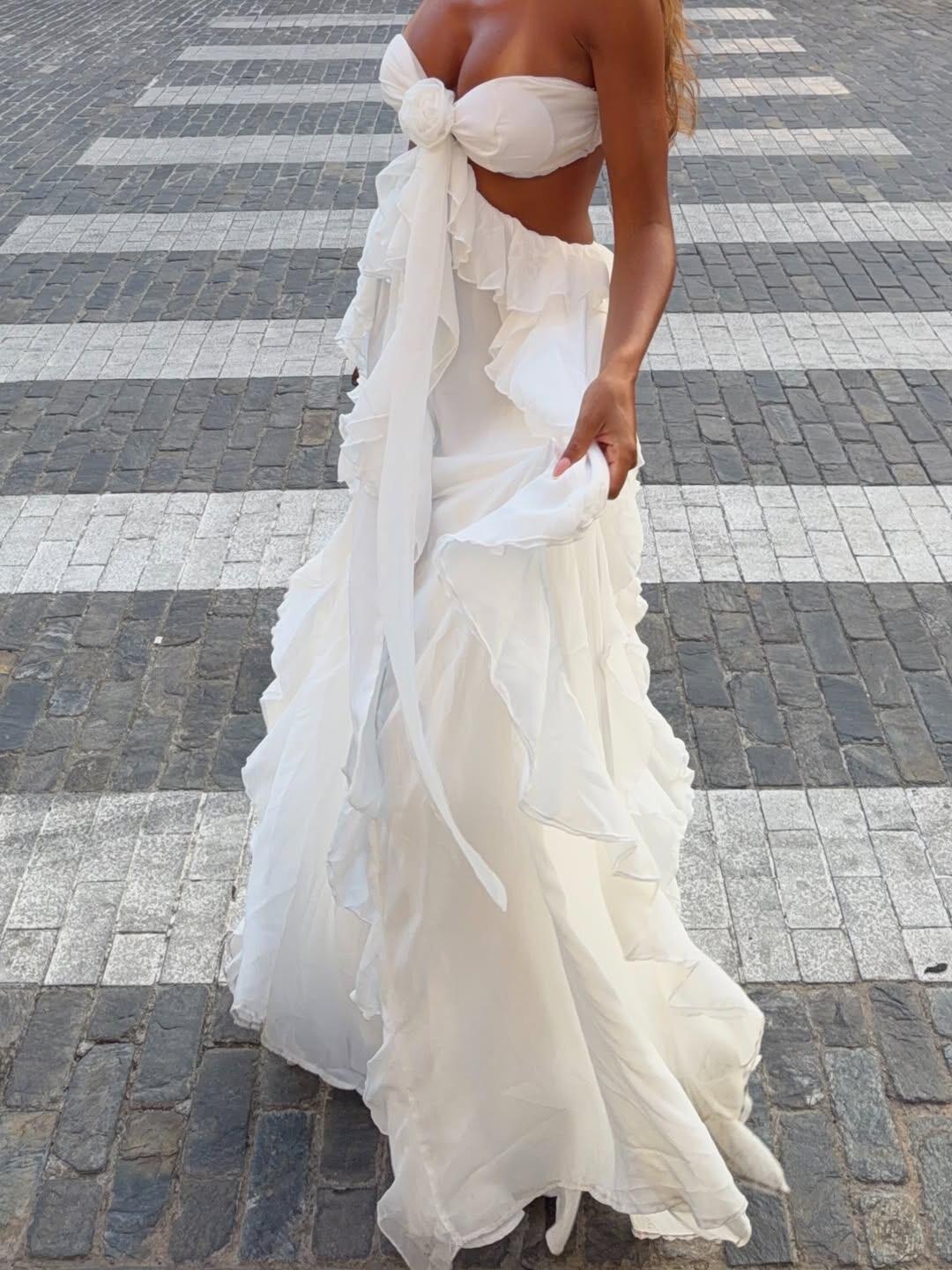 Damen Maxi-Kleid mit raffinierten Rüschendetails Echo Archiv