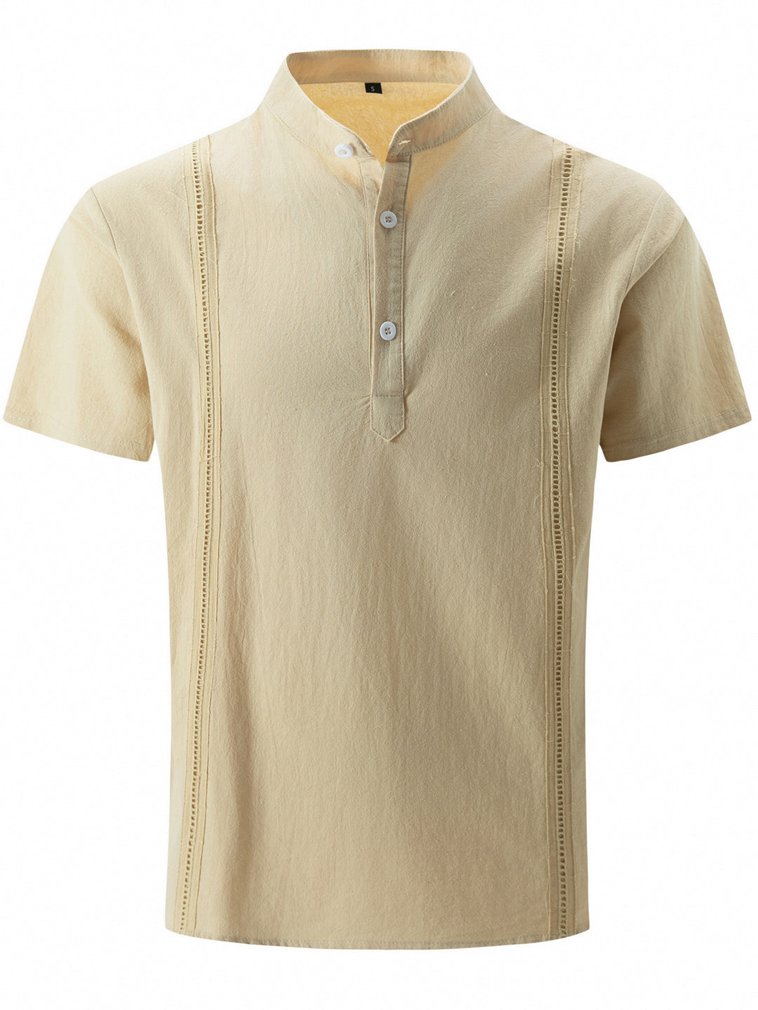 Herren Elegantes Kurzarmhemd mit modernem Stehkragen und feiner Knopfdetails Echoarchiv