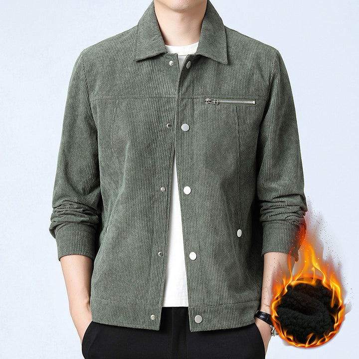 Herren Cord‑Overshirt aus Breitcord mit Druckknopf‑Front und Zipper‑Brusttasche Echo Archiv