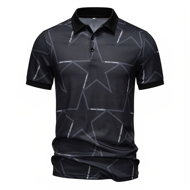 Herren Poloshirt mit modernem Sternen-Design und atmungsaktiven Materialien Echoarchiv