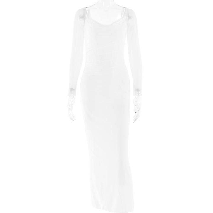 Damen Elegantes Maxikleid mit transparenten Ärmeln Echo Archiv