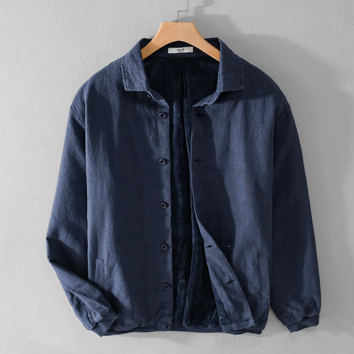 Herren Gefütterte Overshirt-Jacke aus Leinen-Mix Echoarchiv