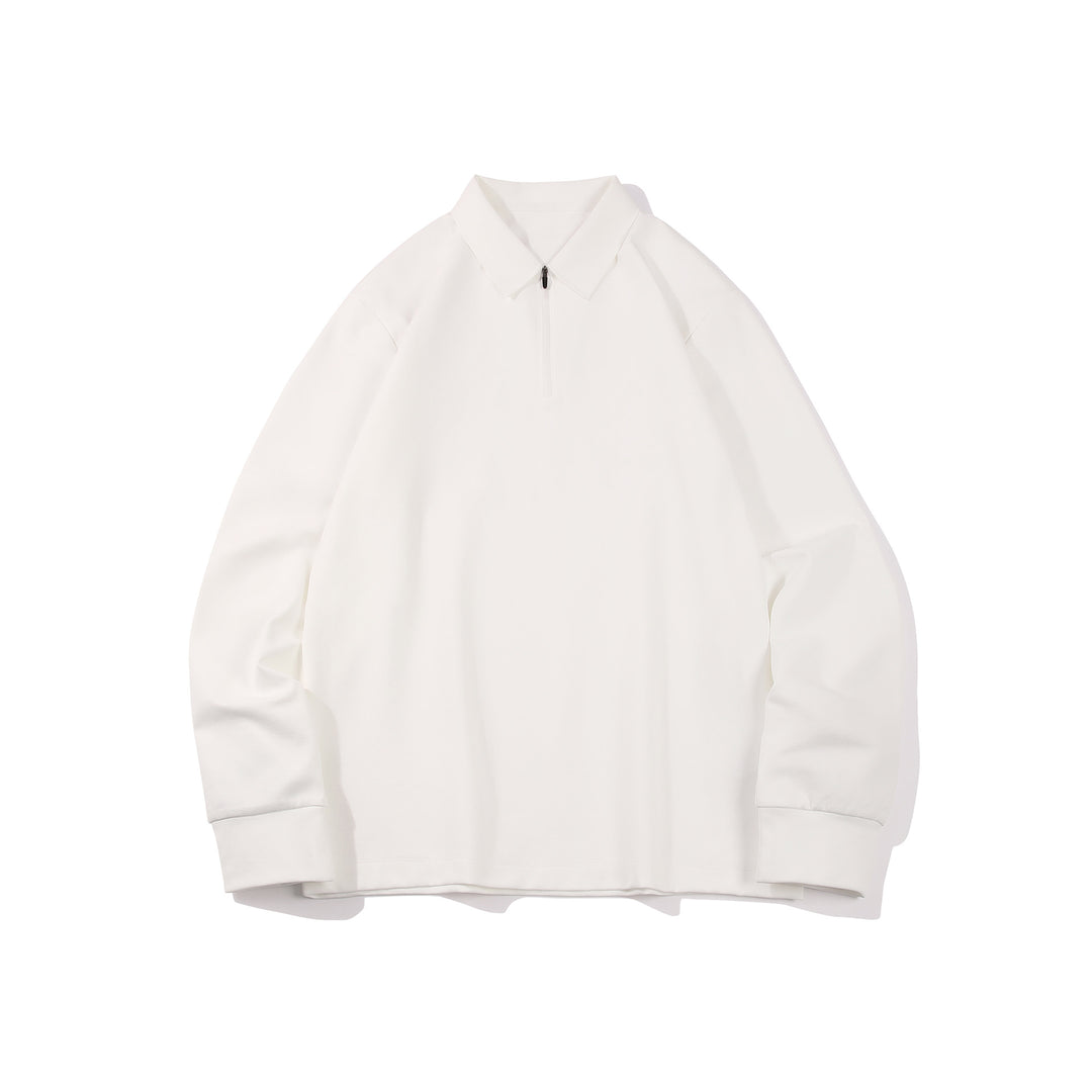 Unisex Oversized Halbzip-Pullover mit Hemdkragen und Technical-Scuba-Stoff Echo Archiv