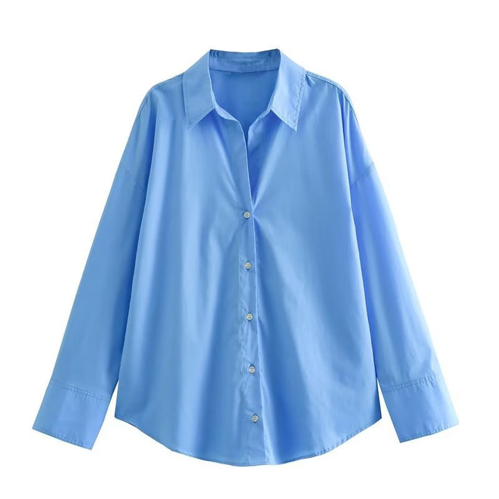 Damen Oversize-Hemdbluse mit überschnittener Schulter und klassischer Knopfleiste Echo Archiv