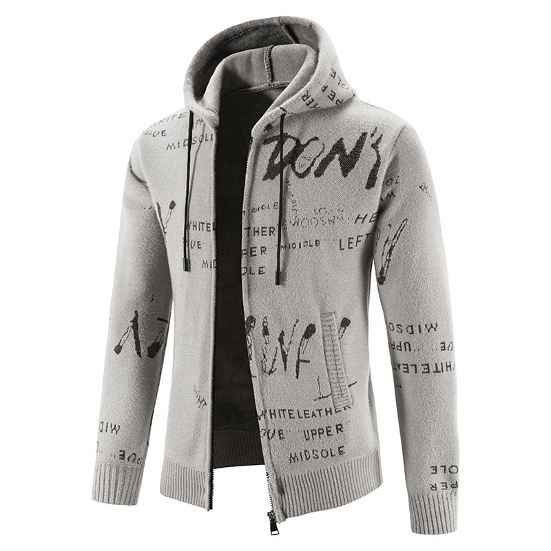 Herren modische Kapuzenjacke mit kreativem Print Echoarchiv