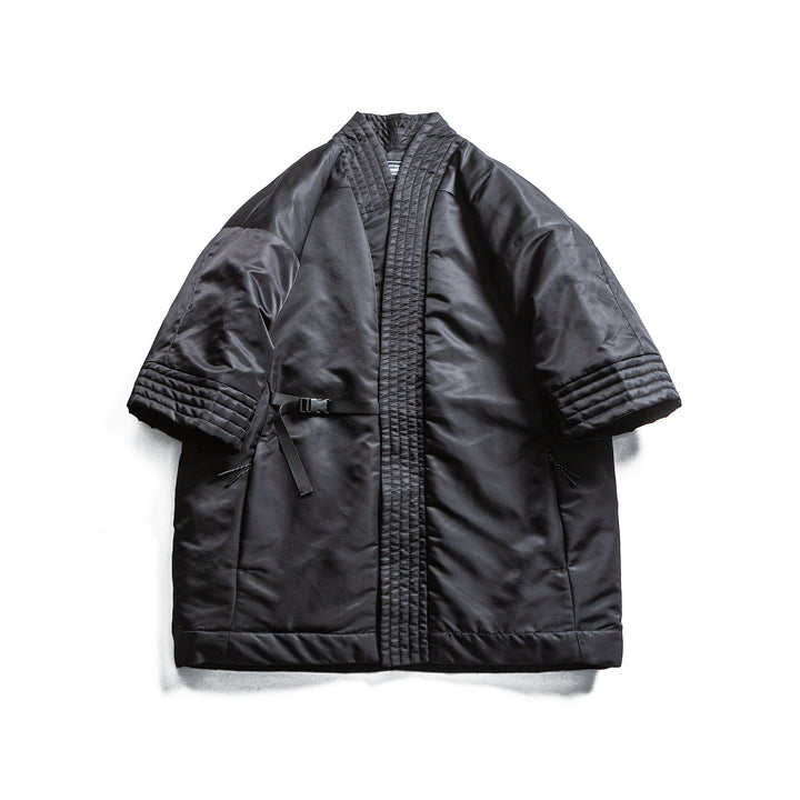 Unisex Gepolsterte Kimono-Jacke mit kurzem Ärmel und Taillengürtel Echoarchiv