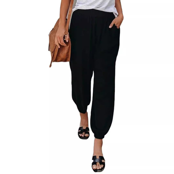 Damen lässige Leinen-Hose mit elastischem Bund und Gummizug – Avélisse