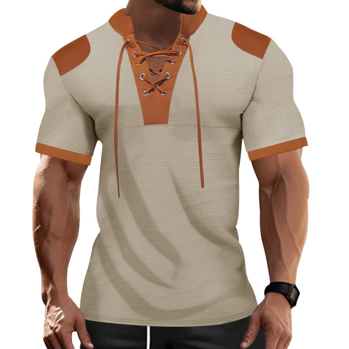 Herren sportliches Kurzarm-Shirt mit modischem Latz Echoarchiv