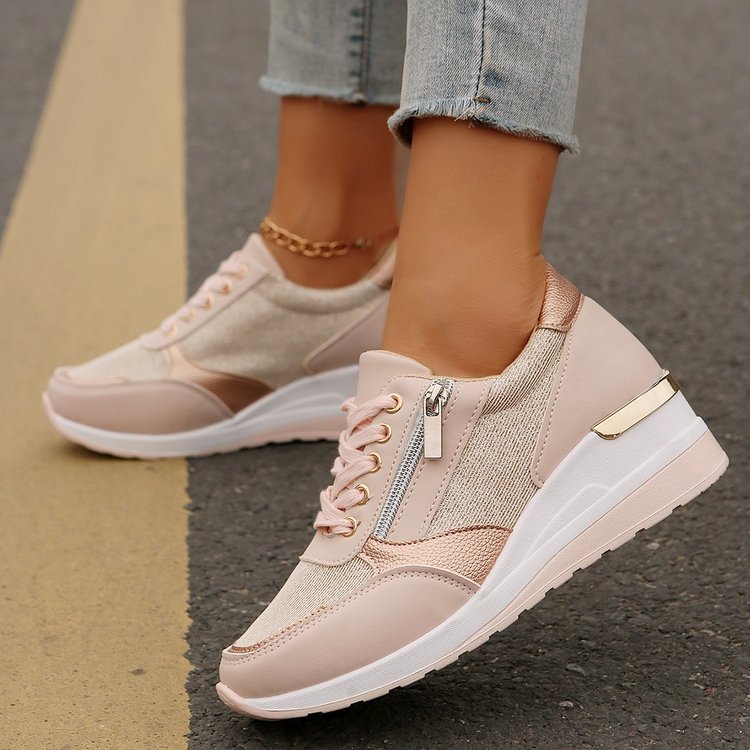 Damen Plateau-Sneaker mit Keilabsatz und Reißverschluss Echo Archiv