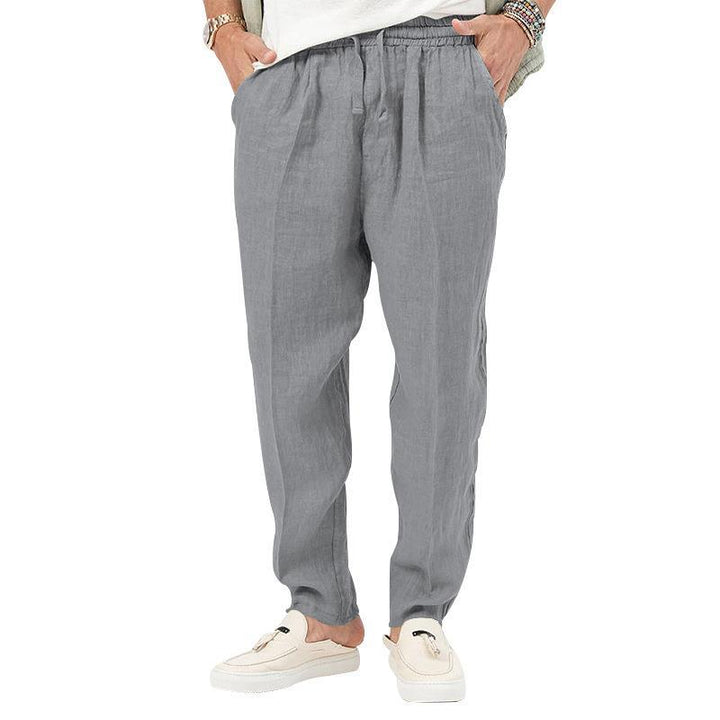 Herren lockere Leinenhose mit elastischem Bund und praktischen Seitentaschen Echoarchiv