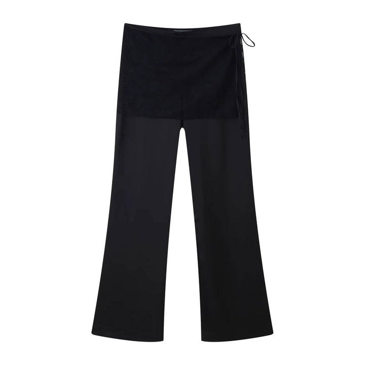 Damen Wickel-Palazzohose mit integriertem Rocklayer, hohem Bund und weitem Bein – Avélisse
