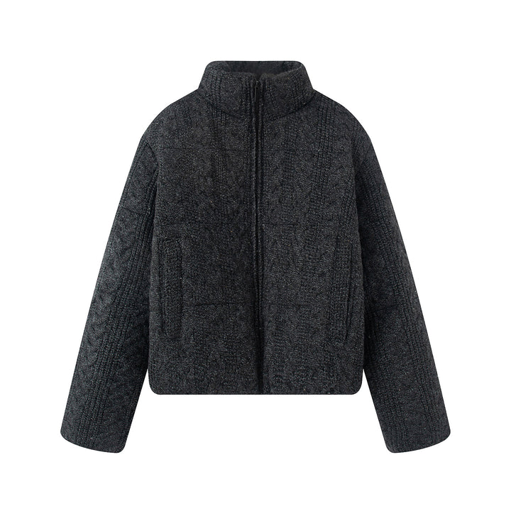 Damen nan gesteppte Strickoptik-Steppjacke mit Zopfmuster, Stehkragen und Eingrifftaschen Echo Archiv