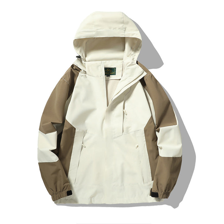 Herren Nano Wind- und wasserabweisende Outdoor-Hoodie-Jacke mit Belüftungsnetz, verstellbarer Kapuze und verdeckter Vorderklappe – Cavarno