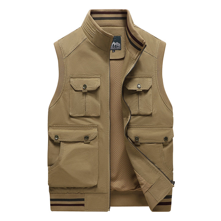 Herren Multifunktionale Outdoor-Weste mit vier Pattentaschen, Stehkragen und Mesh‑Futter – Marzano