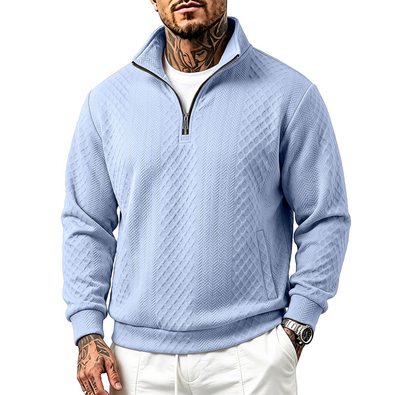 Herren Strukturierter Halbzip-Sweater aus Feinstrick mit Zopfmuster und Eingriffstaschen Echoarchiv
