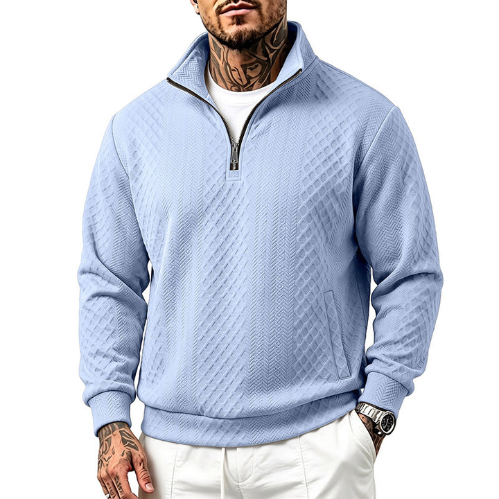 Herren Strukturierter Halbzip-Sweater aus Feinstrick mit Zopfmuster und Eingriffstaschen Echoarchiv