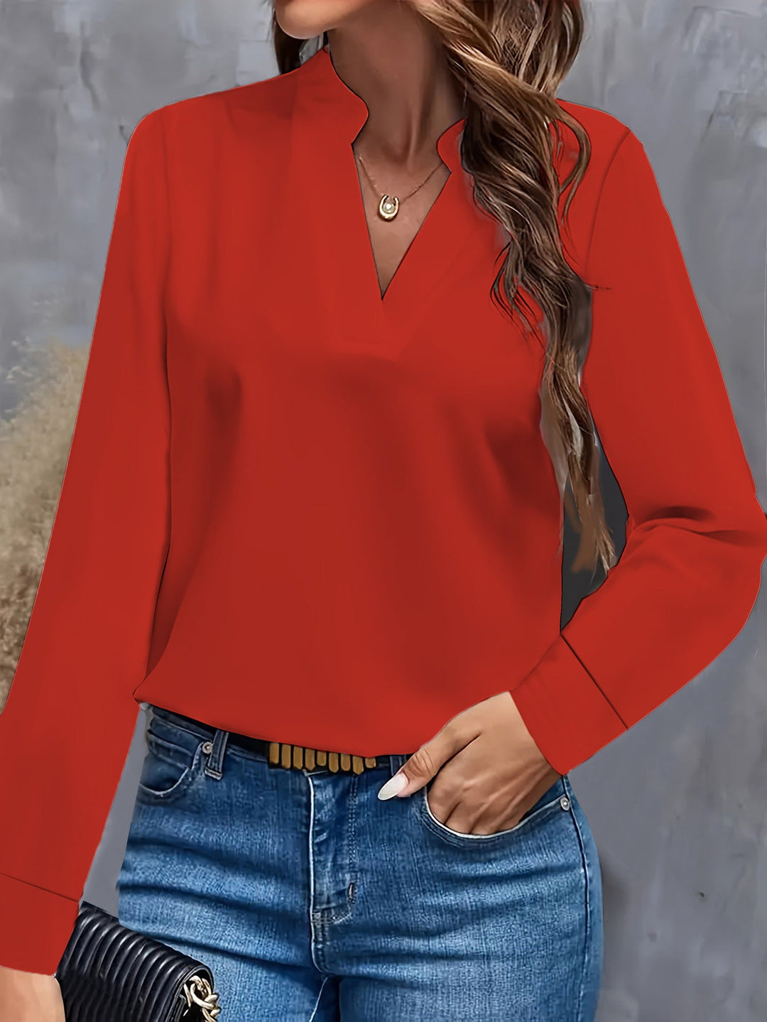 Damen Bluse mit Stehkragen und langen Ärmeln Echoarchiv