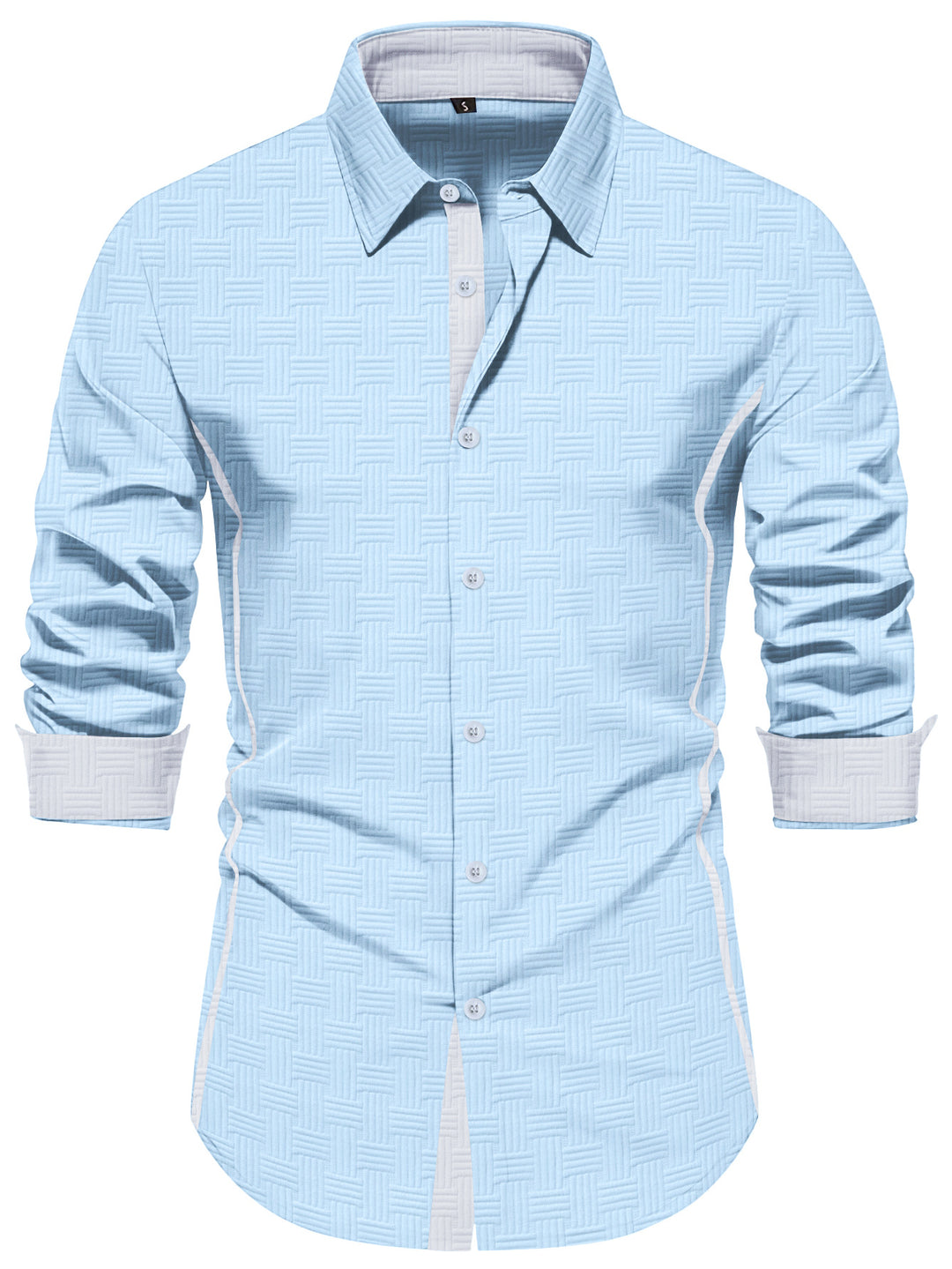 Herren elegantes Langarmhemd mit modernem Strukturdesign Echoarchiv