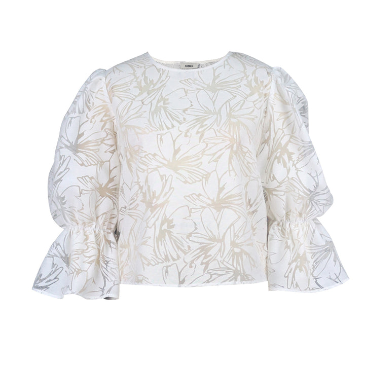 Damen Elegante Bluse mit voluminösen Ärmeln und floralem Muster Echo Archiv