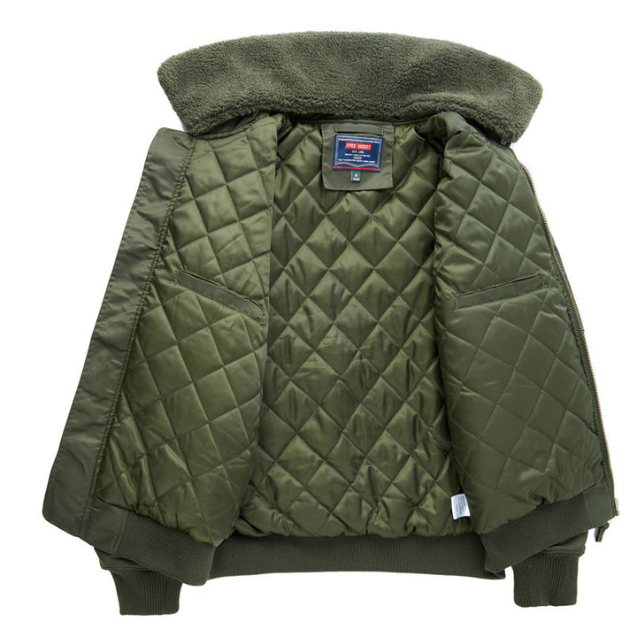 Herren Bomberpilotjacke mit Teddykragen und Multifunktions-Taschen – Brevano