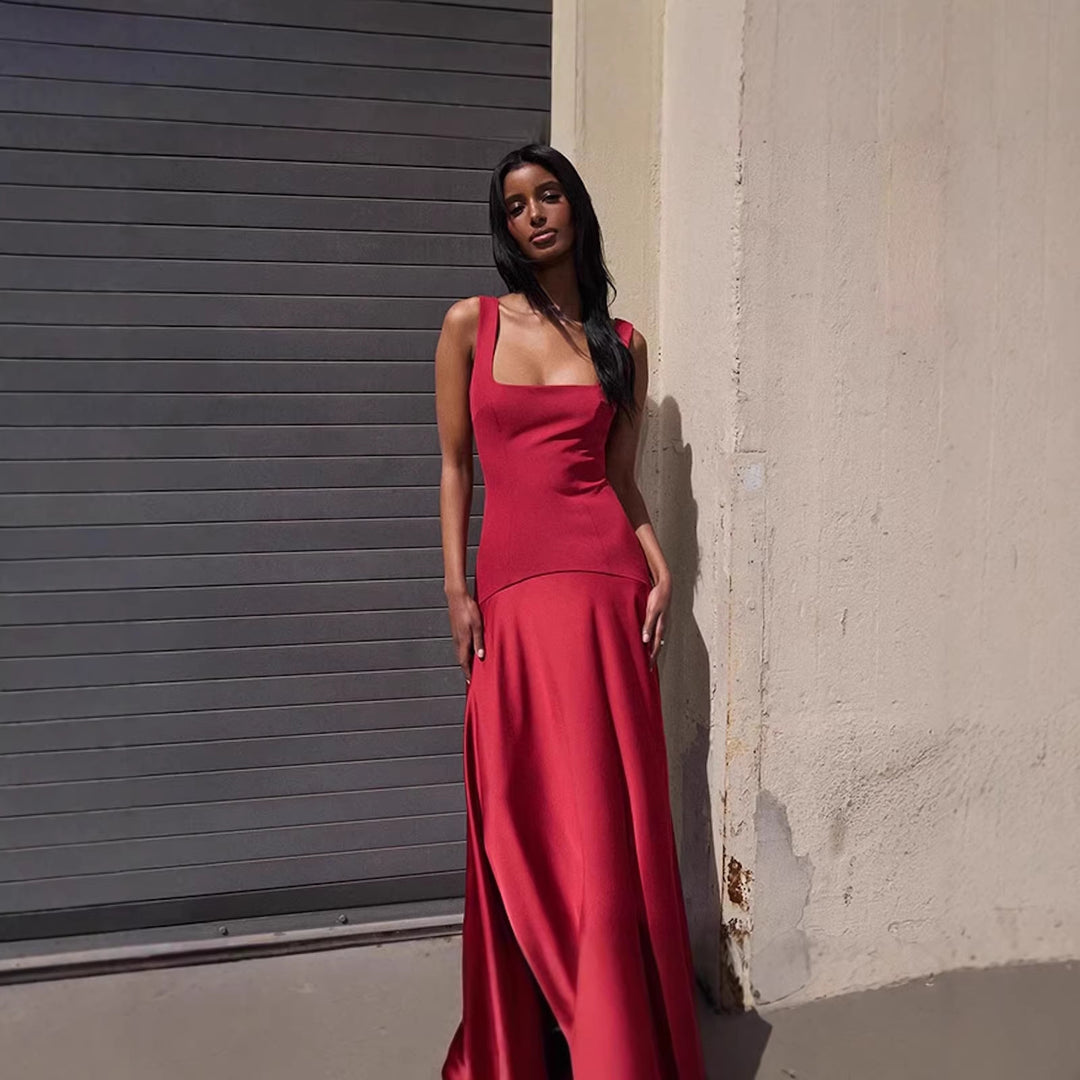 Damen Elegantes Maxikleid mit A-Linien-Silhouette und schmalen Trägern Echo Archiv