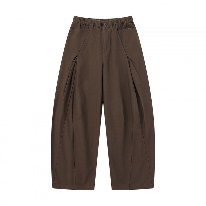 Damen Weite Culotte-Hose mit elastischem Bund, dekorativen Falten und geschwungenen Nahtdetails Echo Archiv