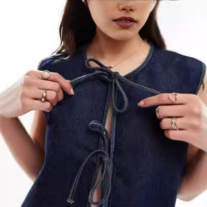 Damen Denim Bustier-Weste mit Schnürung Echo Archiv