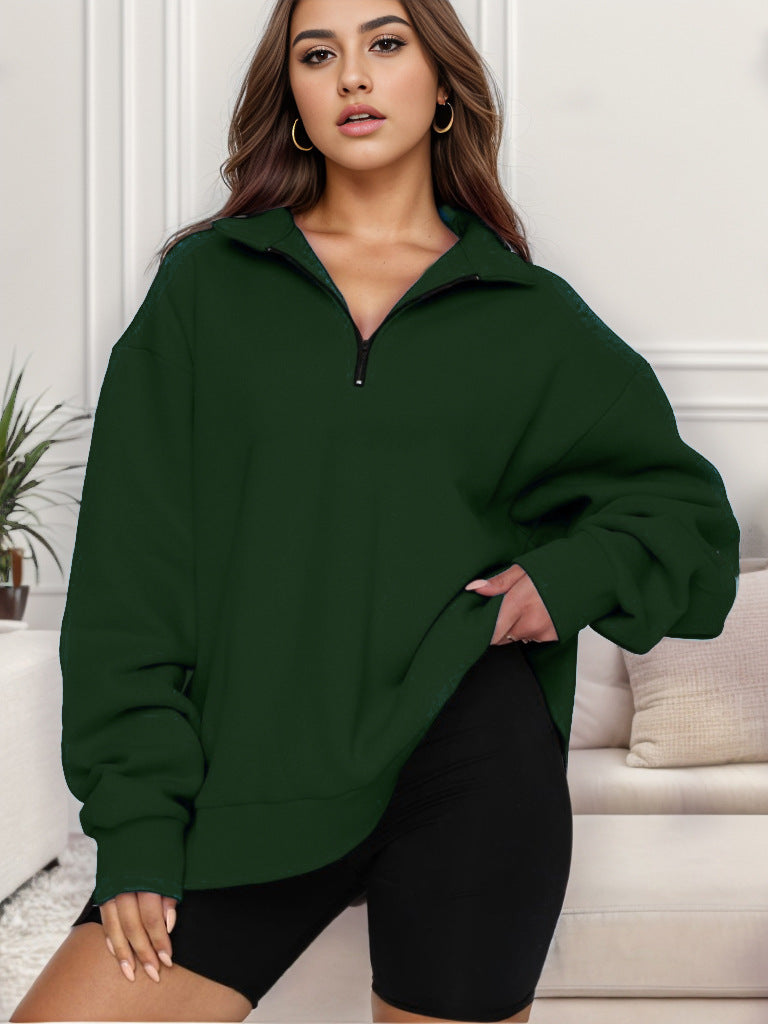Damen nan übergroßes Sweatshirt mit Halbreißverschluss und Stehkragen Echo Archiv