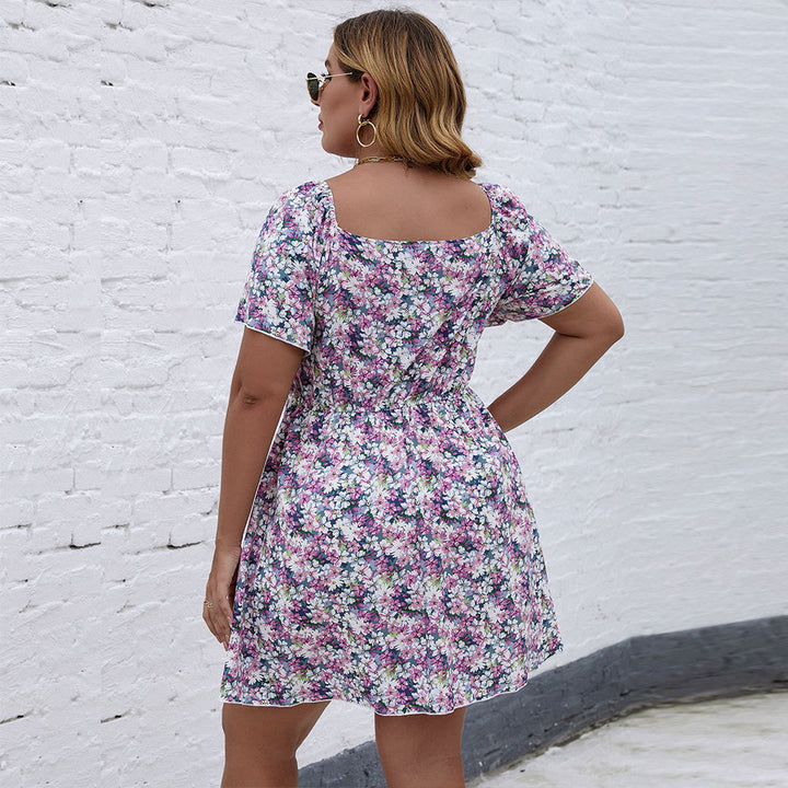 Damen Blütenmuster Freizeitkleid mit schmeichelndem V-Ausschnitt und luftigen Ärmeln Echo Archiv