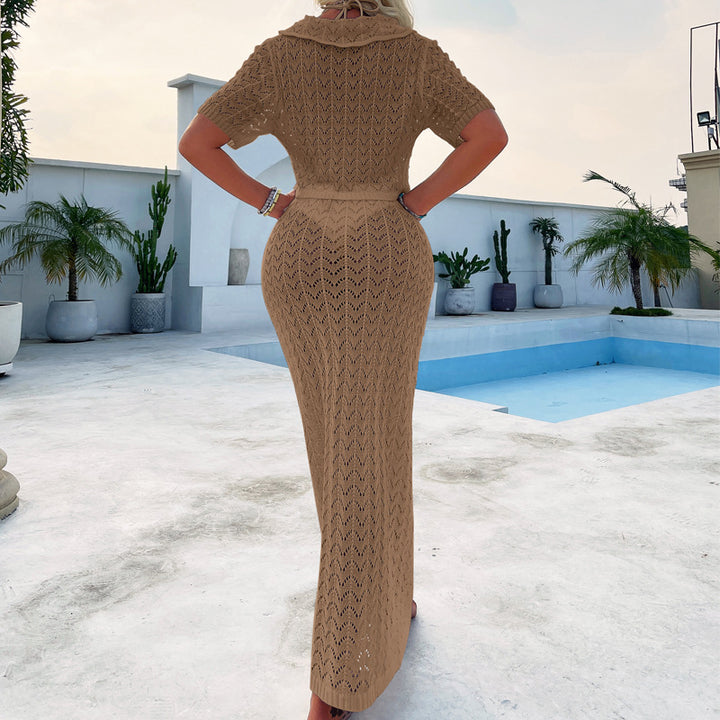 Damen Häkel-Midi-Kleid mit festem Bund und luxuriösem Schnitt Echo Archiv