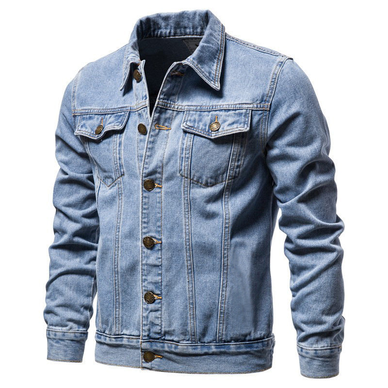Herren nan taillierte Jeansjacke mit Brusttaschen, durchgehender Knopfleiste und Kontrastnähten Echo Archiv