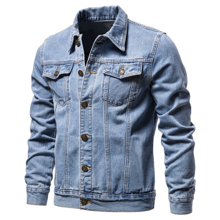 Herren nan taillierte Jeansjacke mit Brusttaschen, durchgehender Knopfleiste und Kontrastnähten Echo Archiv