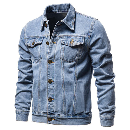 Herren nan taillierte Jeansjacke mit Brusttaschen, durchgehender Knopfleiste und Kontrastnähten Echo Archiv