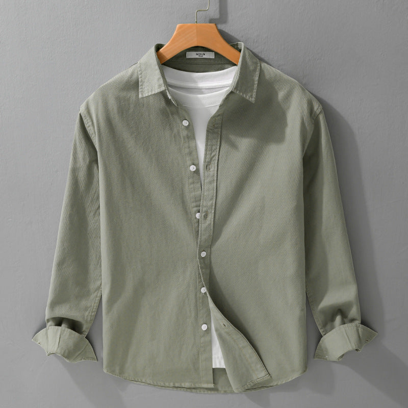 Herren Texturiertes Baumwoll-Hemdjacken-Overshirt im Relaxed-Fit mit Kentkragen Echoarchiv