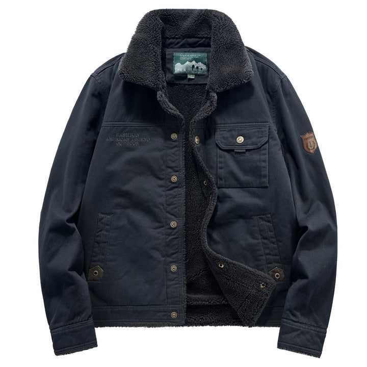 Herren Sherpa-gefütterte Canvas-Fieldjacke mit Hemdkragen und Utility-Taschen Echo Archiv