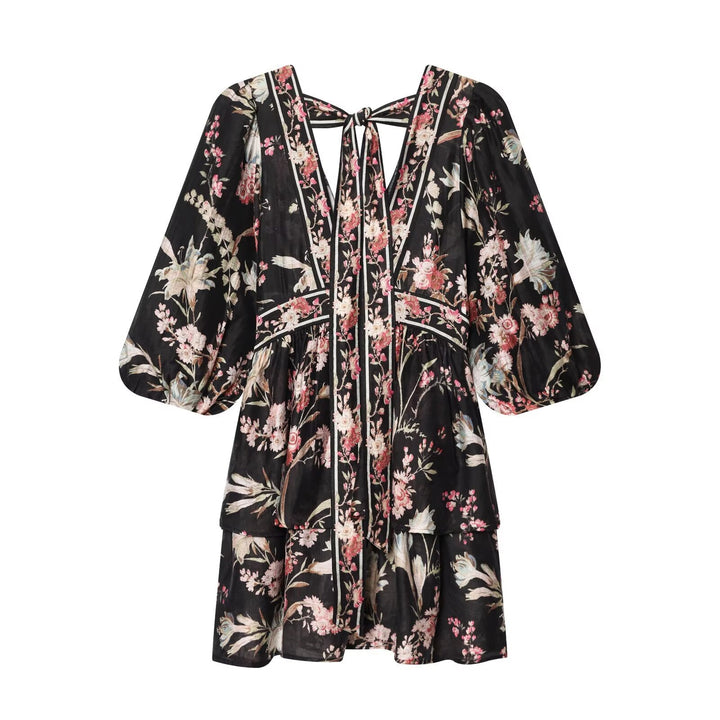 Damen Boho-Kleid mit voluminösen Ärmeln und romantischem Blumenmuster Echo Archiv