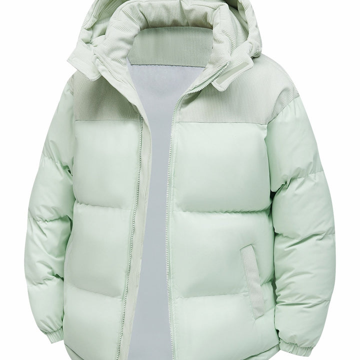 Herren Wattierte Steppjacke mit Cordbesatz, hohem Kragen & Thermofutter Echoarchiv
